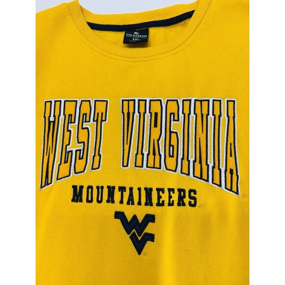 West Virginia Mountaineers Embroidered Sweatshirt Mens XXL Yellow Colosseum - Picture 4 of 9